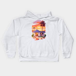 California house with sunset Kids Hoodie